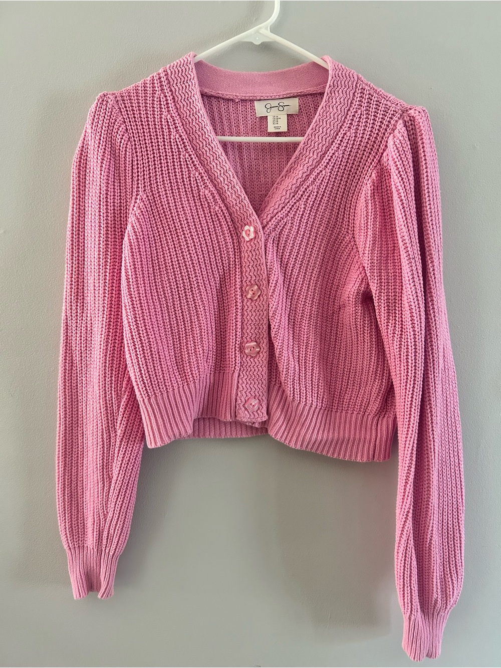 Jessica Simpson Pink Knit Button-Front Cardigan